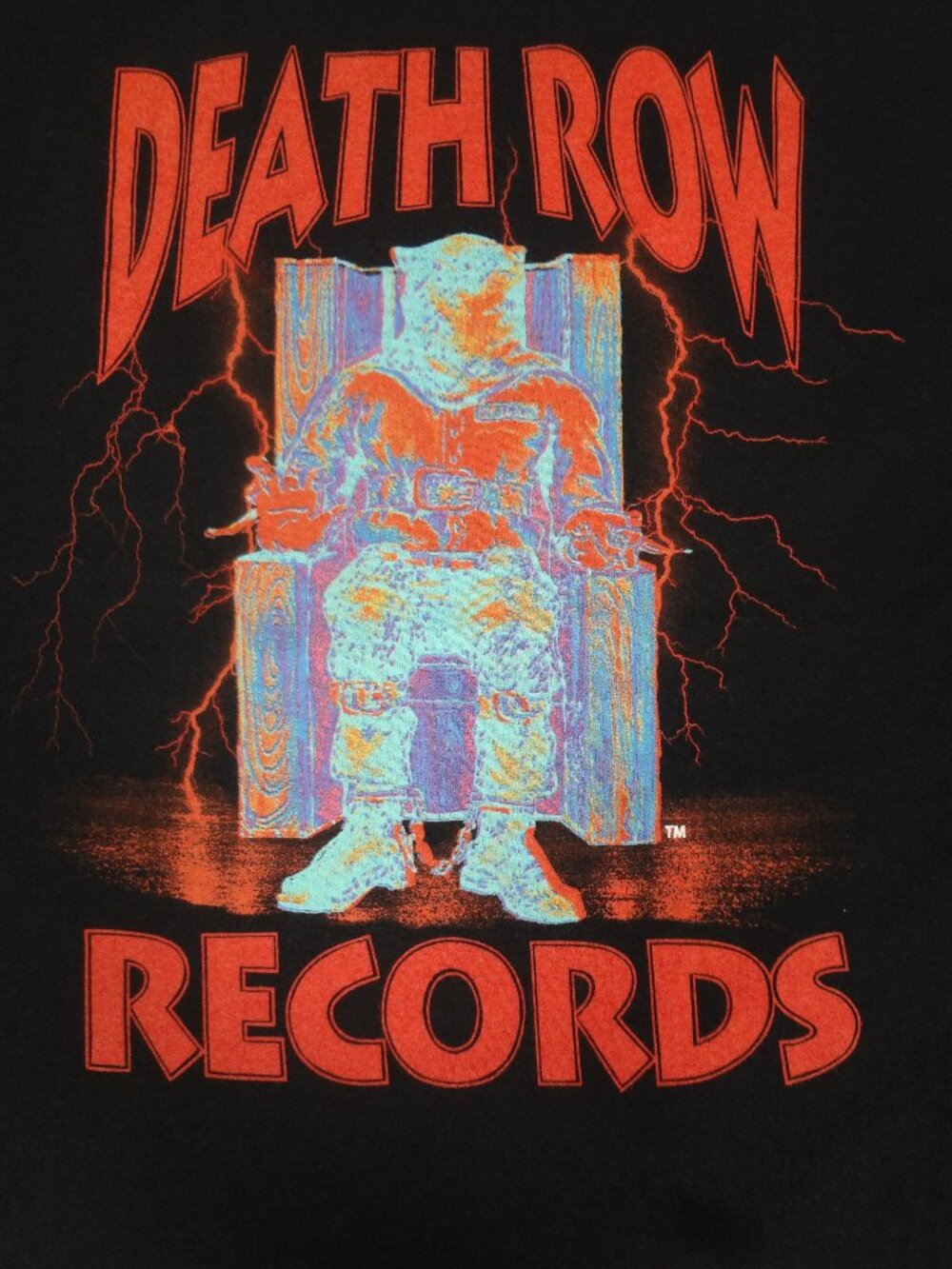 DEATH ROW RECORDS NEON ELECTRIC CHAIR CLASSIC LOGO BLACK MEDIUM T-SHIRT L959